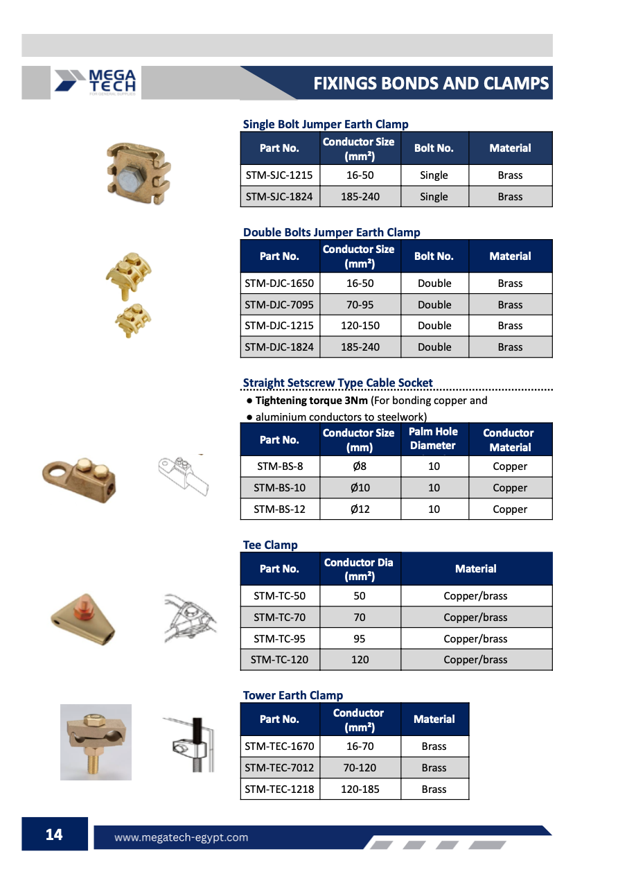 FIXINGS BONDS AND CLAMPS